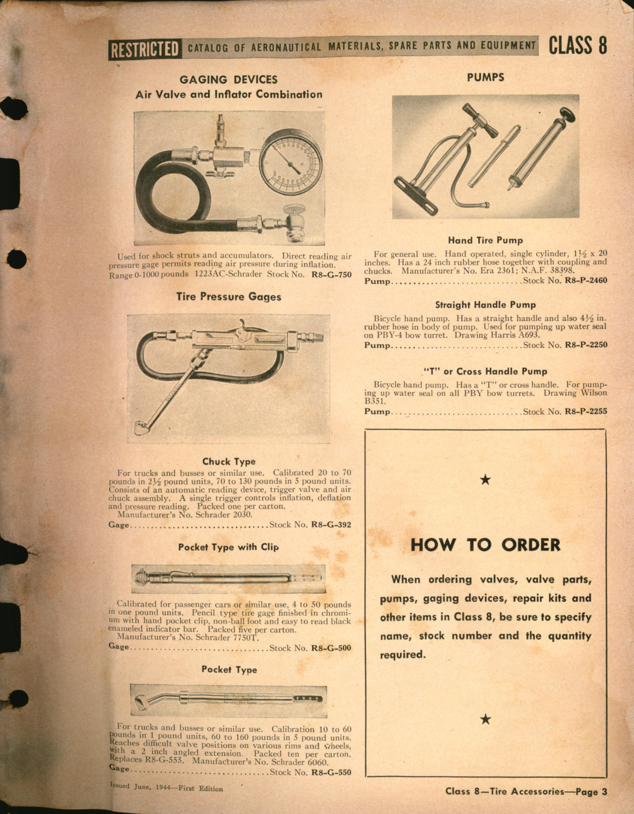 Sample page 3 from AirCorps Library document: Valves for Shock Struts and Tires, tire Kits, Gages and Pumps