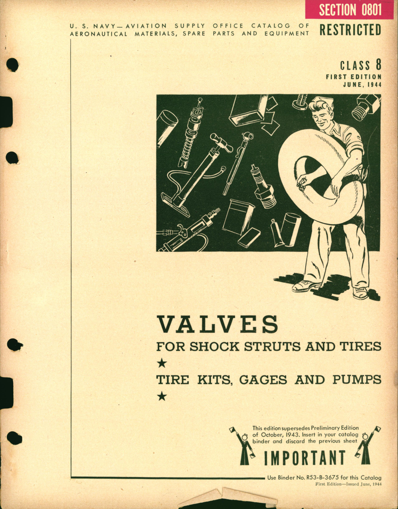 Sample page 1 from AirCorps Library document: Valves for Shock Struts and Tires, tire Kits, Gages and Pumps