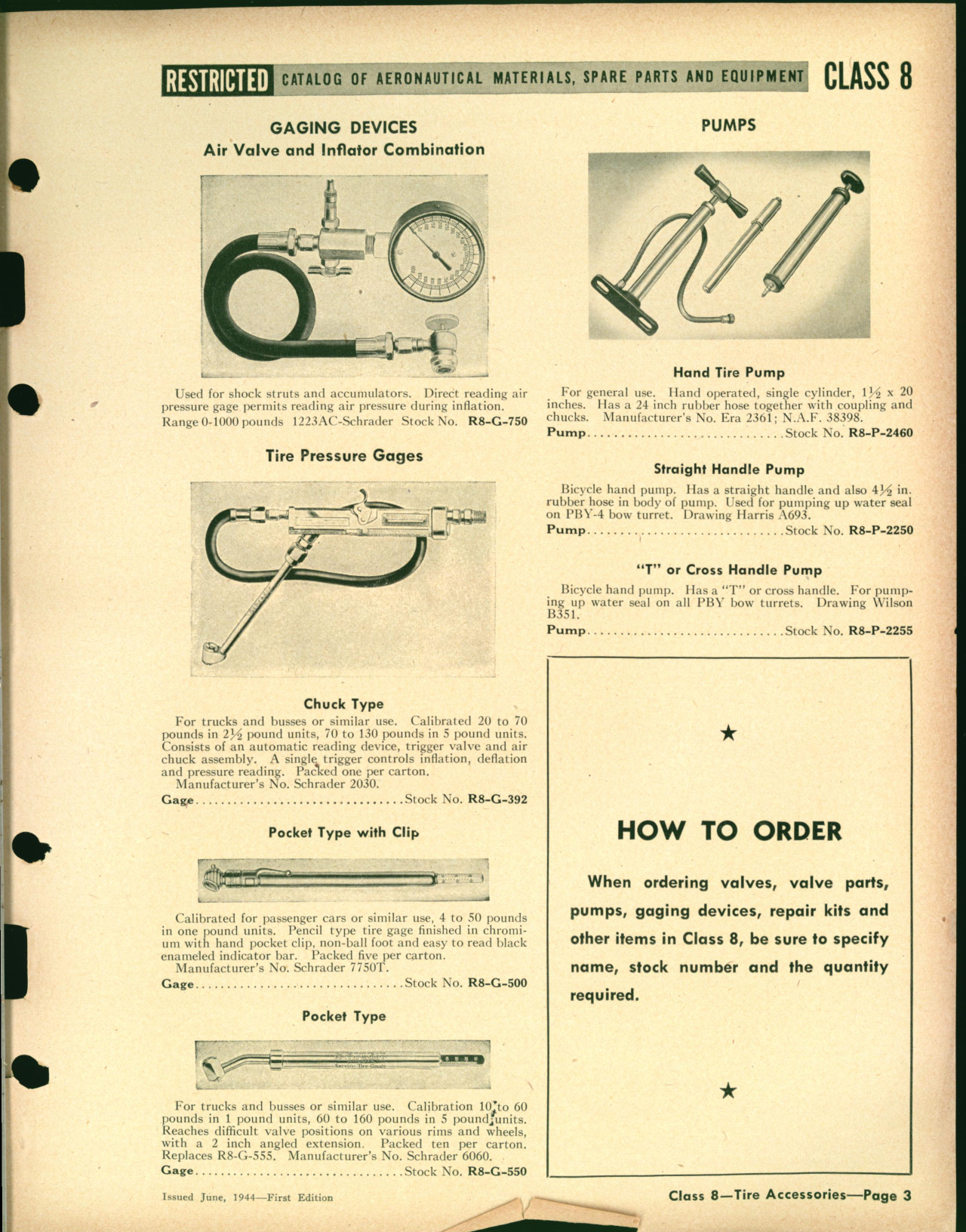 Sample page 3 from AirCorps Library document: Valves for Shock Struts and Tires, tire Kits, Gages and Pumps