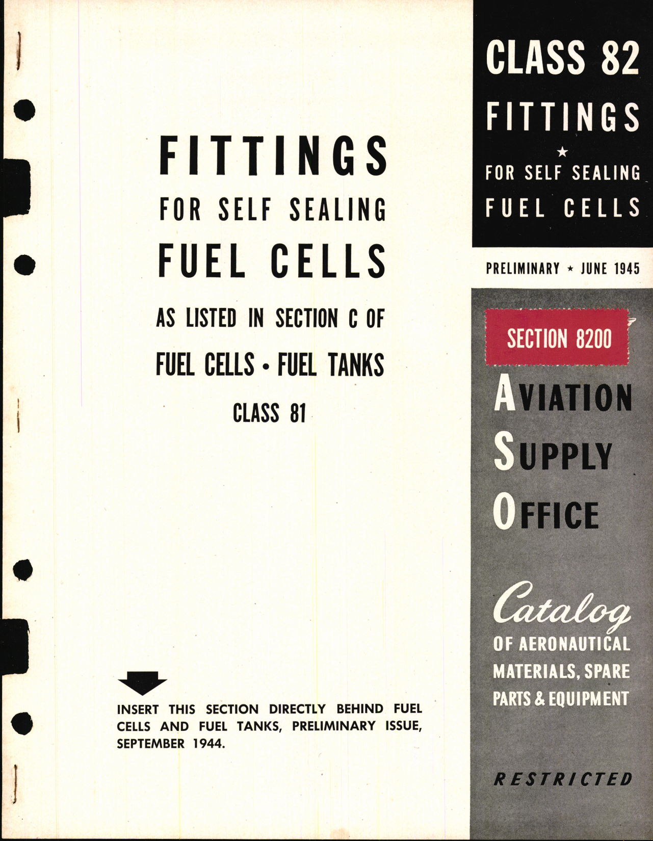 Sample page 1 from AirCorps Library document: Fittings for Self Sealing Fuel Cells 