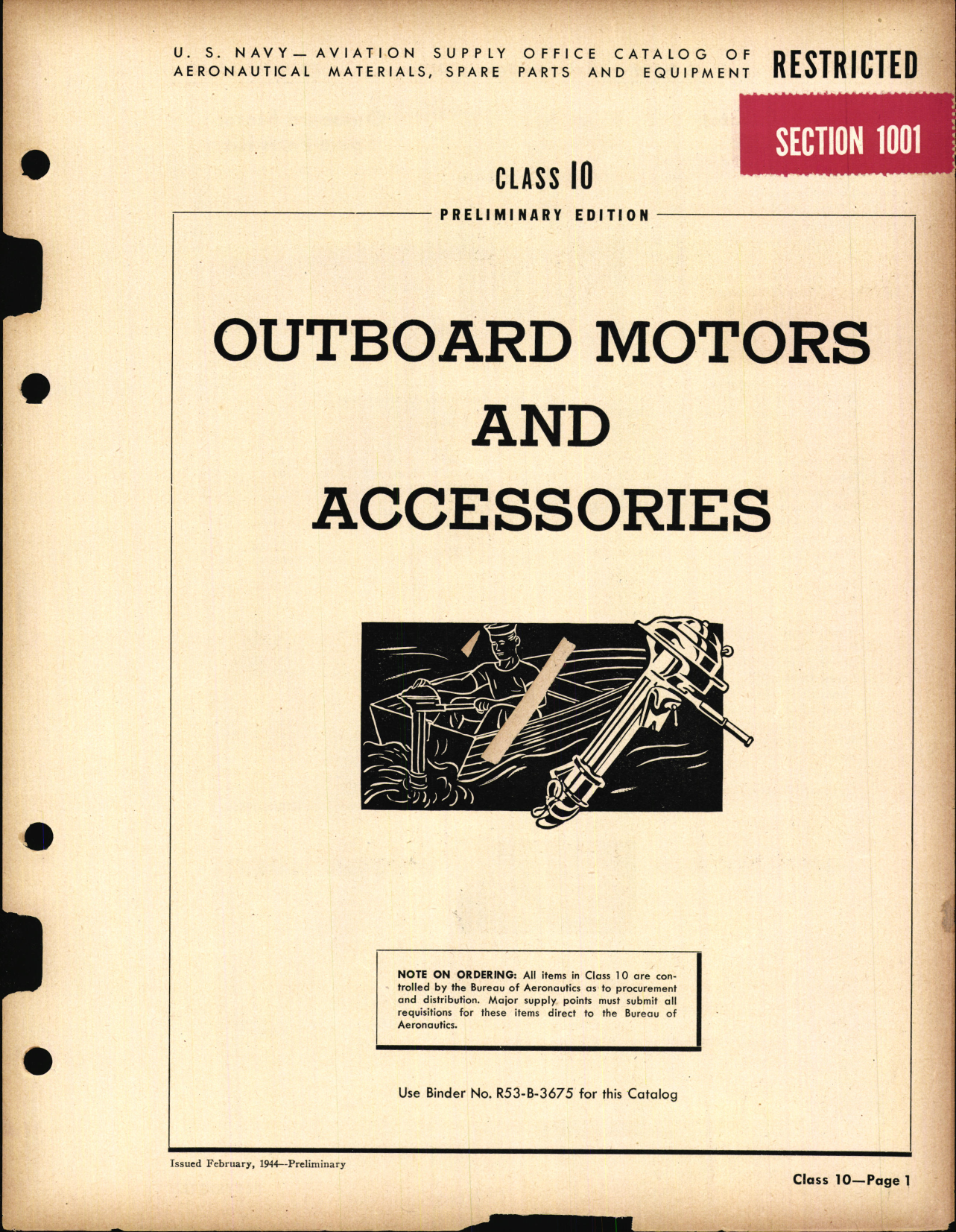 Sample page 1 from AirCorps Library document: Outboard Motors and Accessories 