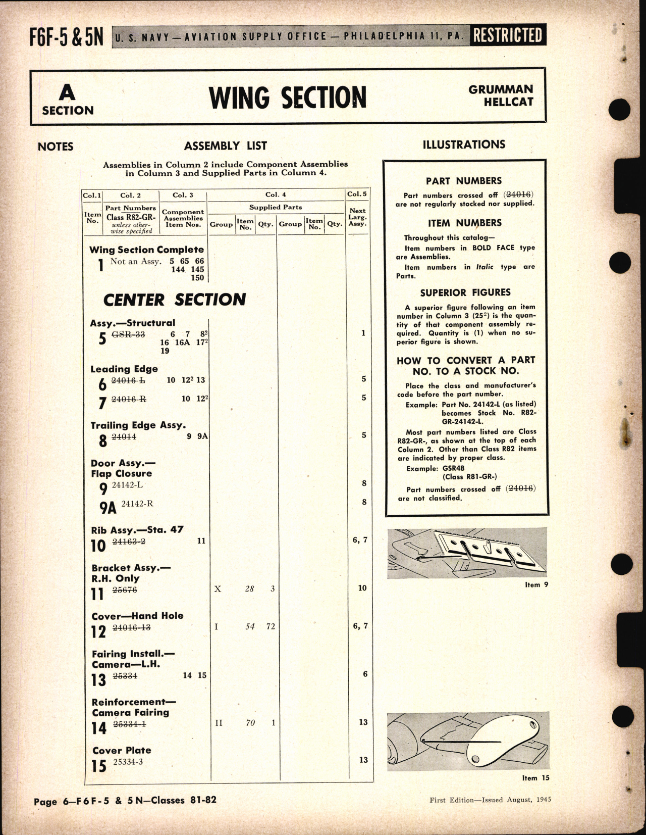 Sample page 6 from AirCorps Library document: F6F-5&5N Hellcat Availability List and Airframe Spare Parts