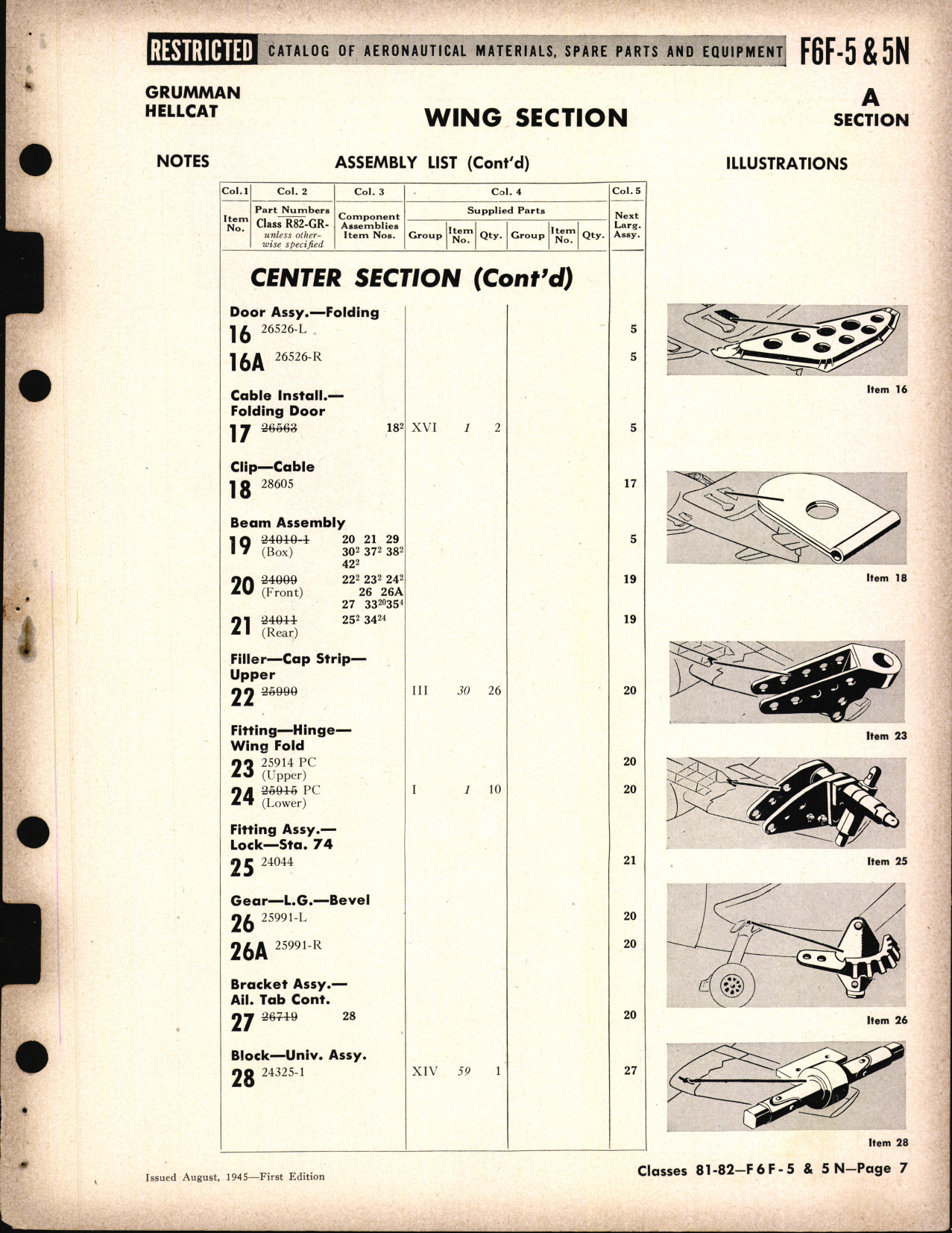 Sample page 7 from AirCorps Library document: F6F-5&5N Hellcat Availability List and Airframe Spare Parts