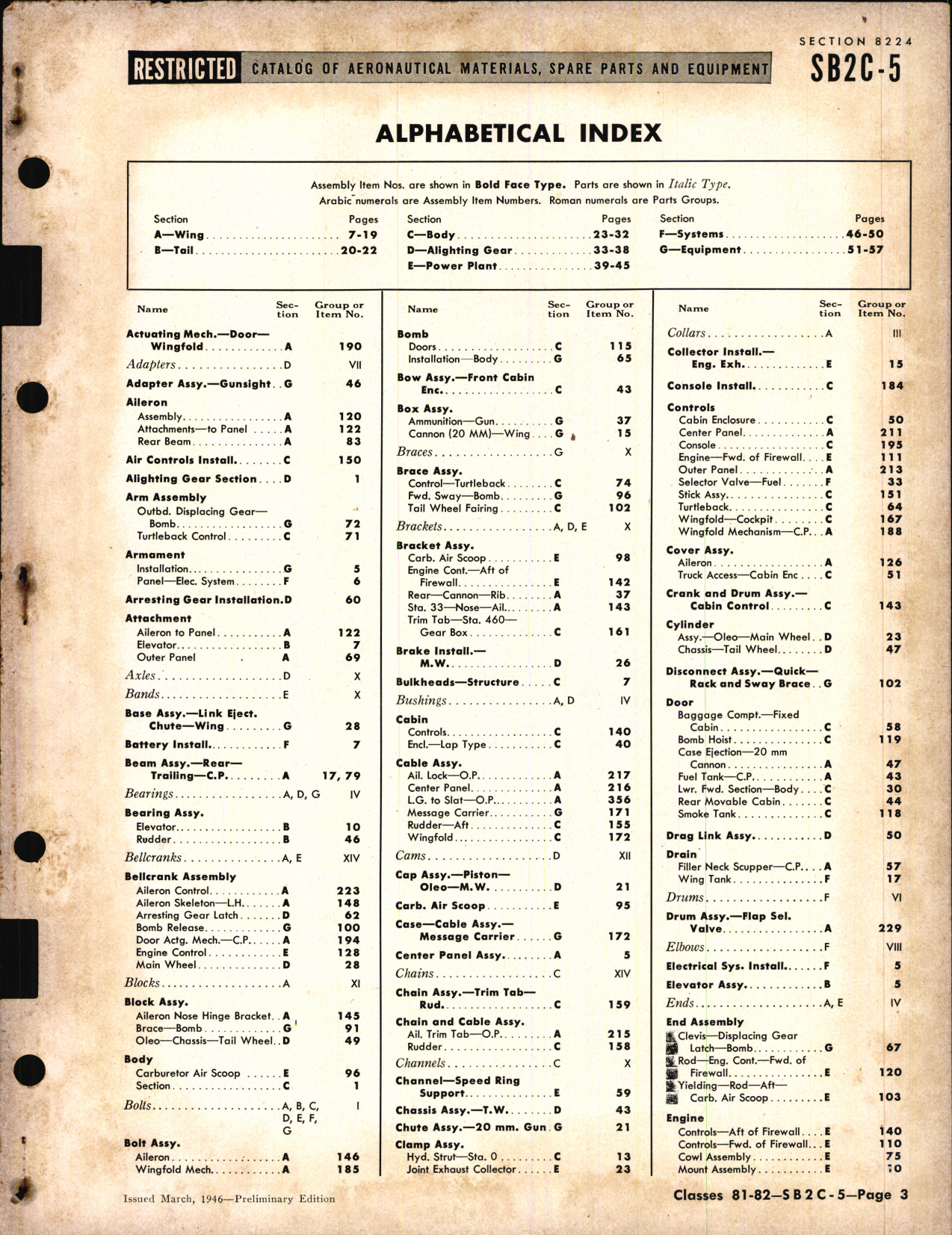 Sample page 3 from AirCorps Library document: SB2C-5 Helldiver, Availability List and Spare Parts