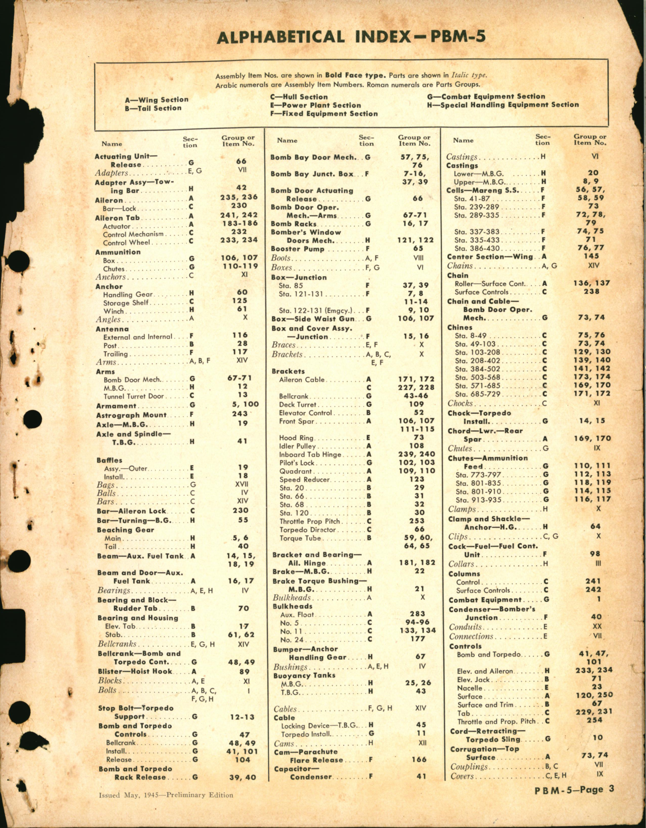 Sample page 3 from AirCorps Library document: PBM-5 Mariner, Availability List and Airframe Spare Parts