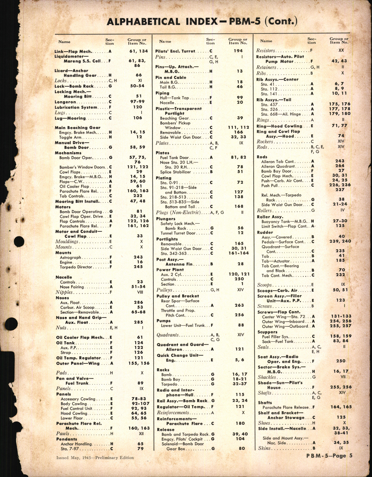 Sample page 5 from AirCorps Library document: PBM-5 Mariner, Availability List and Airframe Spare Parts