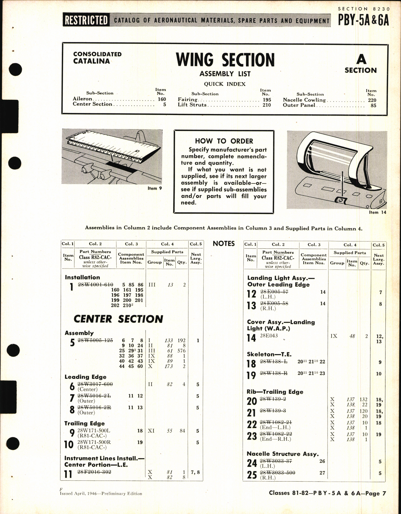 Sample page 7 from AirCorps Library document: PBY-5A and 6A Catalina Availability List and Airframe Spare Parts