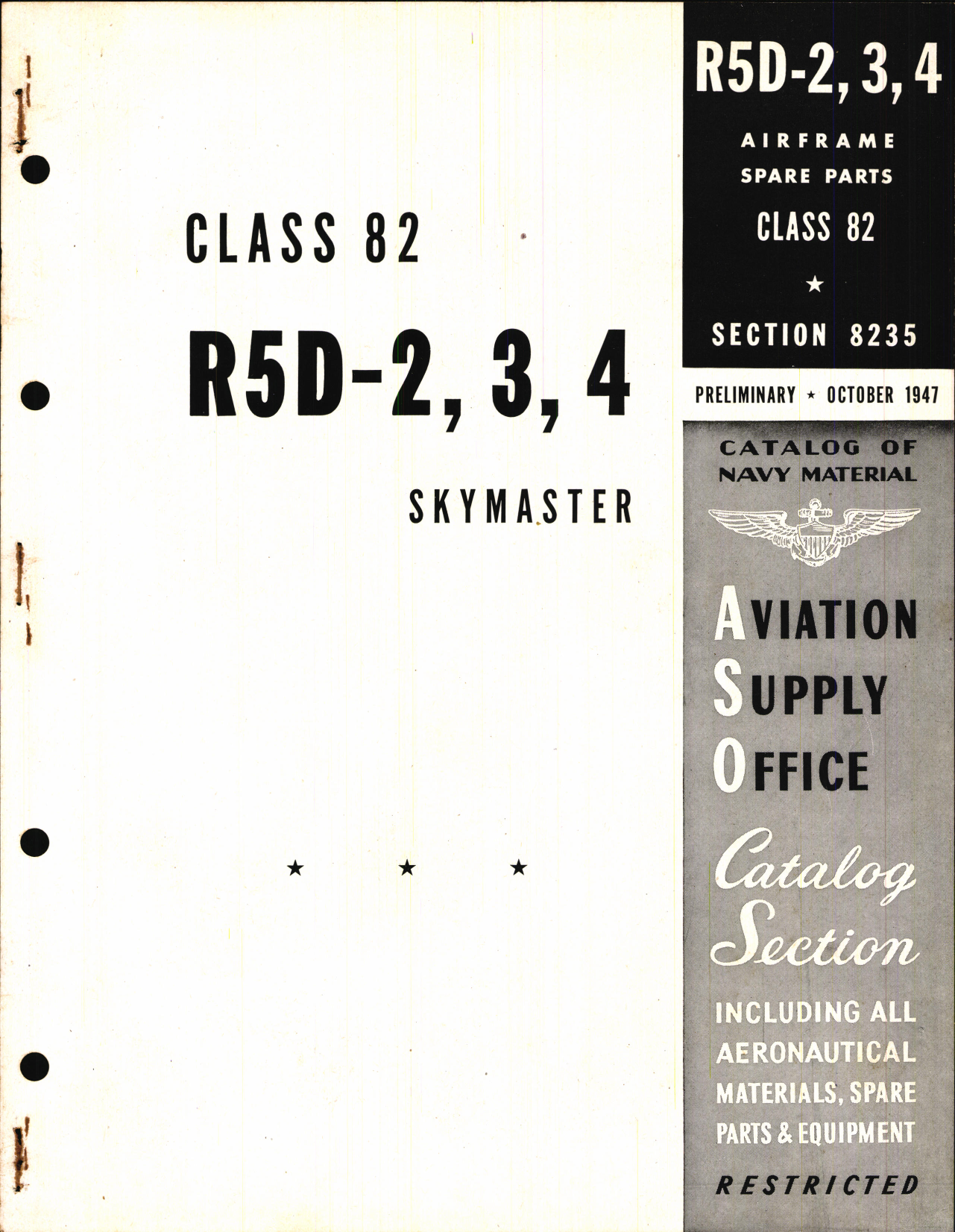 Sample page 1 from AirCorps Library document: R5D-2, 3, 4 Skymaster Airframe Spare Parts