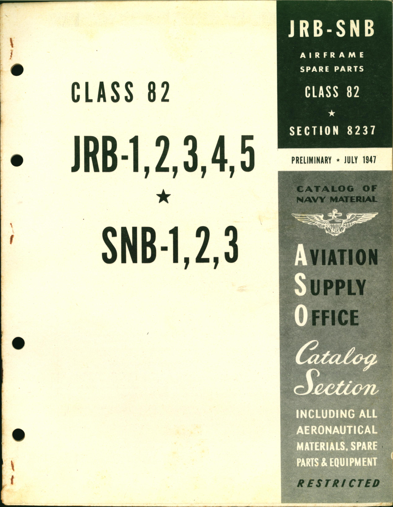Sample page 1 from AirCorps Library document: JRB-SNB Airframe Spare Parts