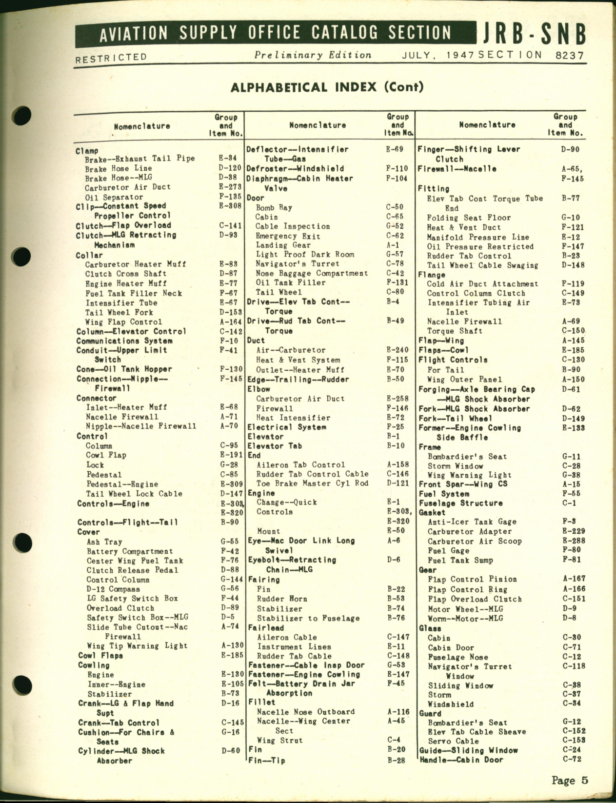 Sample page 5 from AirCorps Library document: JRB-SNB Airframe Spare Parts