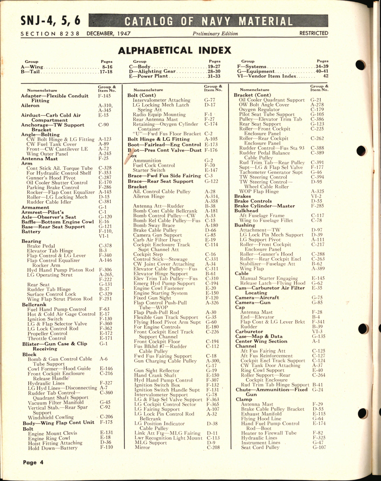 Sample page 3 from AirCorps Library document: SNJ-4, 5, 6 Harvard/Texan , Airframe Spare Parts