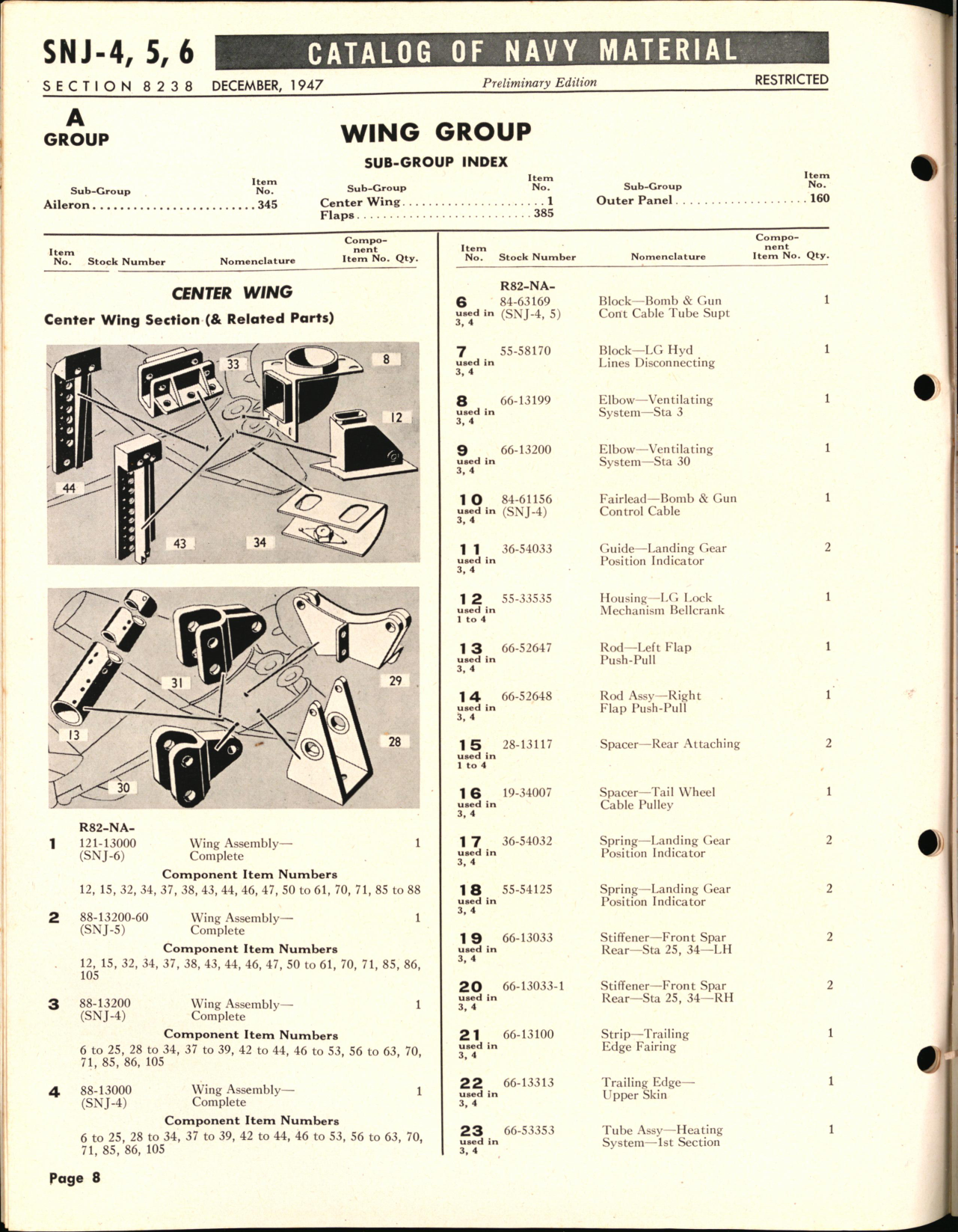 Sample page 7 from AirCorps Library document: SNJ-4, 5, 6 Harvard/Texan , Airframe Spare Parts