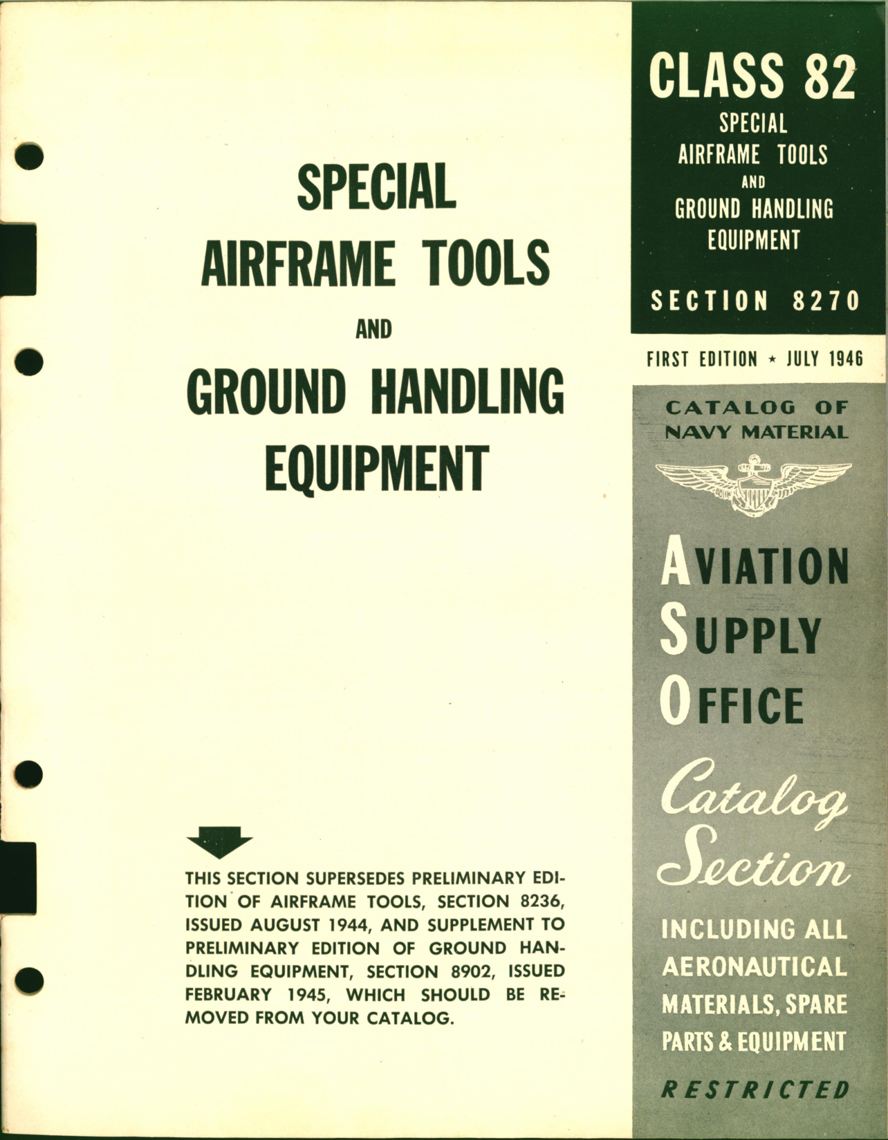 Sample page 1 from AirCorps Library document: Special Airframe tools and Ground Handling Equipment