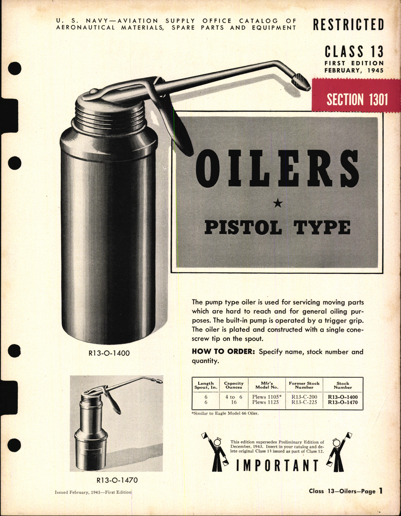 Sample page 1 from AirCorps Library document: Oilers, Pistol Type