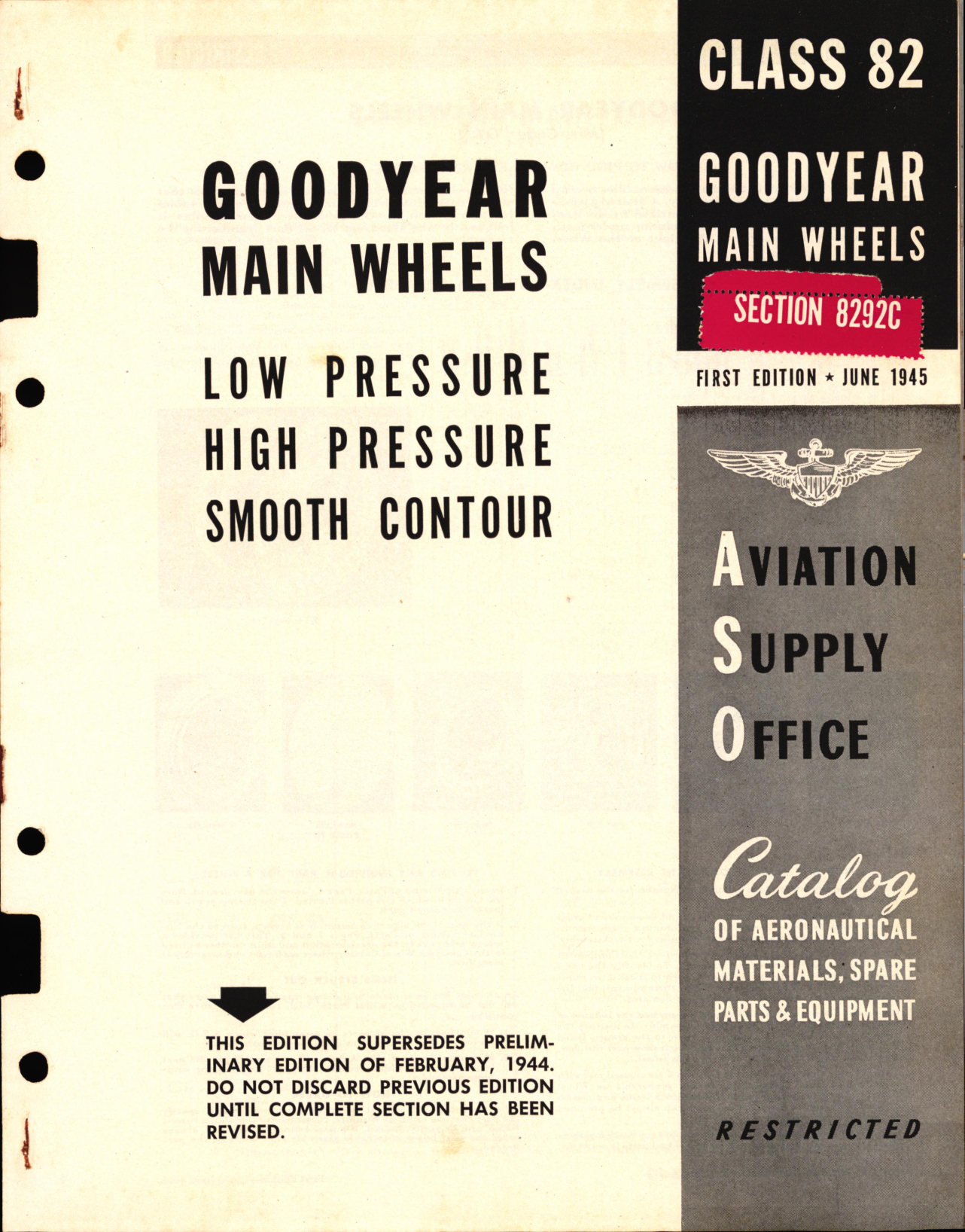 Sample page 1 from AirCorps Library document: Goodyear Main wheels, Low Pressure, High Pressure, Smooth Contour