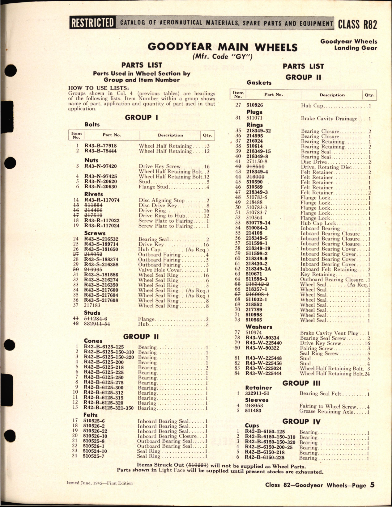 Sample page 5 from AirCorps Library document: Goodyear Main wheels, Low Pressure, High Pressure, Smooth Contour