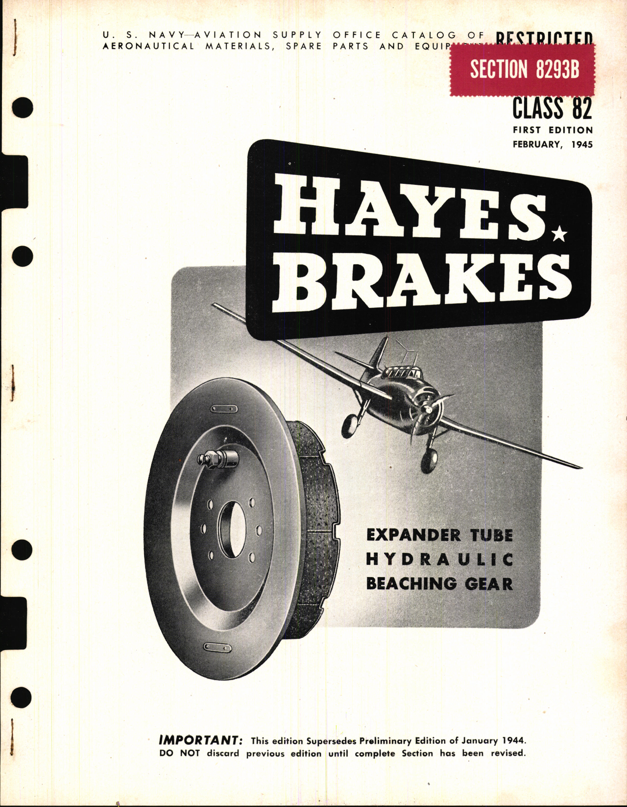 Sample page 1 from AirCorps Library document: Hayes Brakes, Expander Tube Hydraulic Beaching Gear