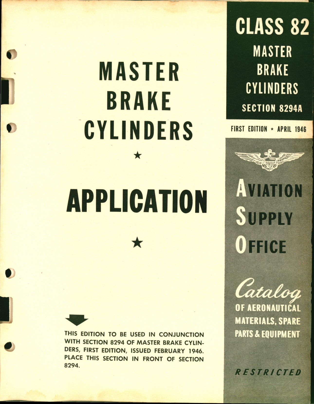 Sample page 1 from AirCorps Library document: Master Brake Cylinders Application