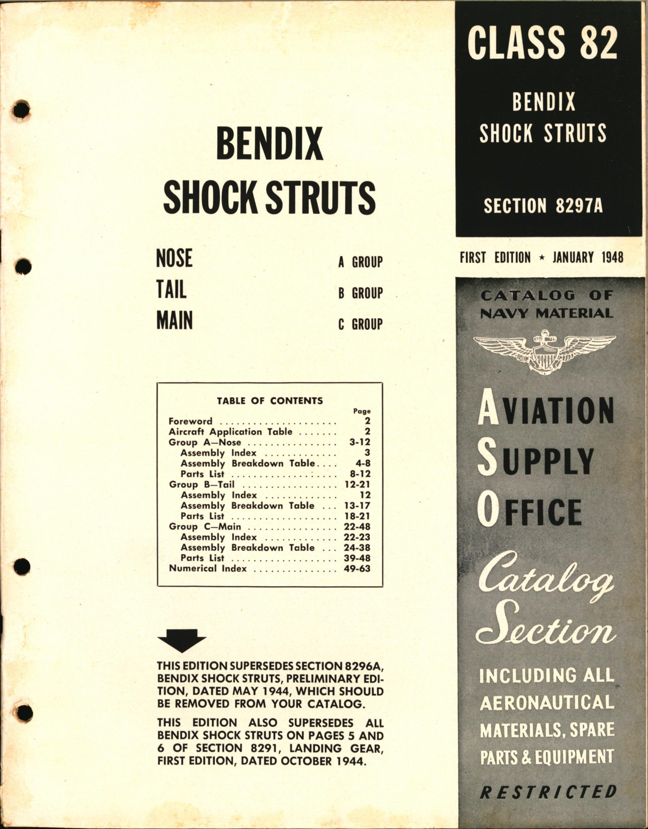 Sample page 1 from AirCorps Library document: Bendix Shock Struts for Nose, Tail, Main