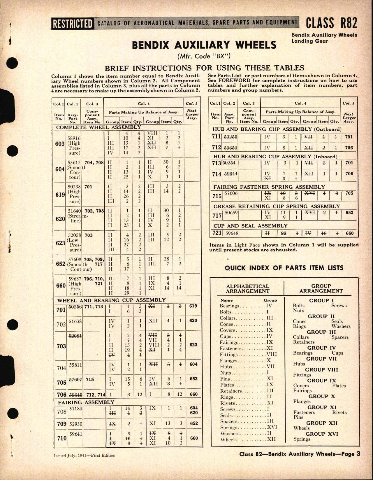 Sample page 3 from AirCorps Library document: Bendix Auxiliary wheels, Low Pressure, High Pressure, Smooth Contour, Streamline