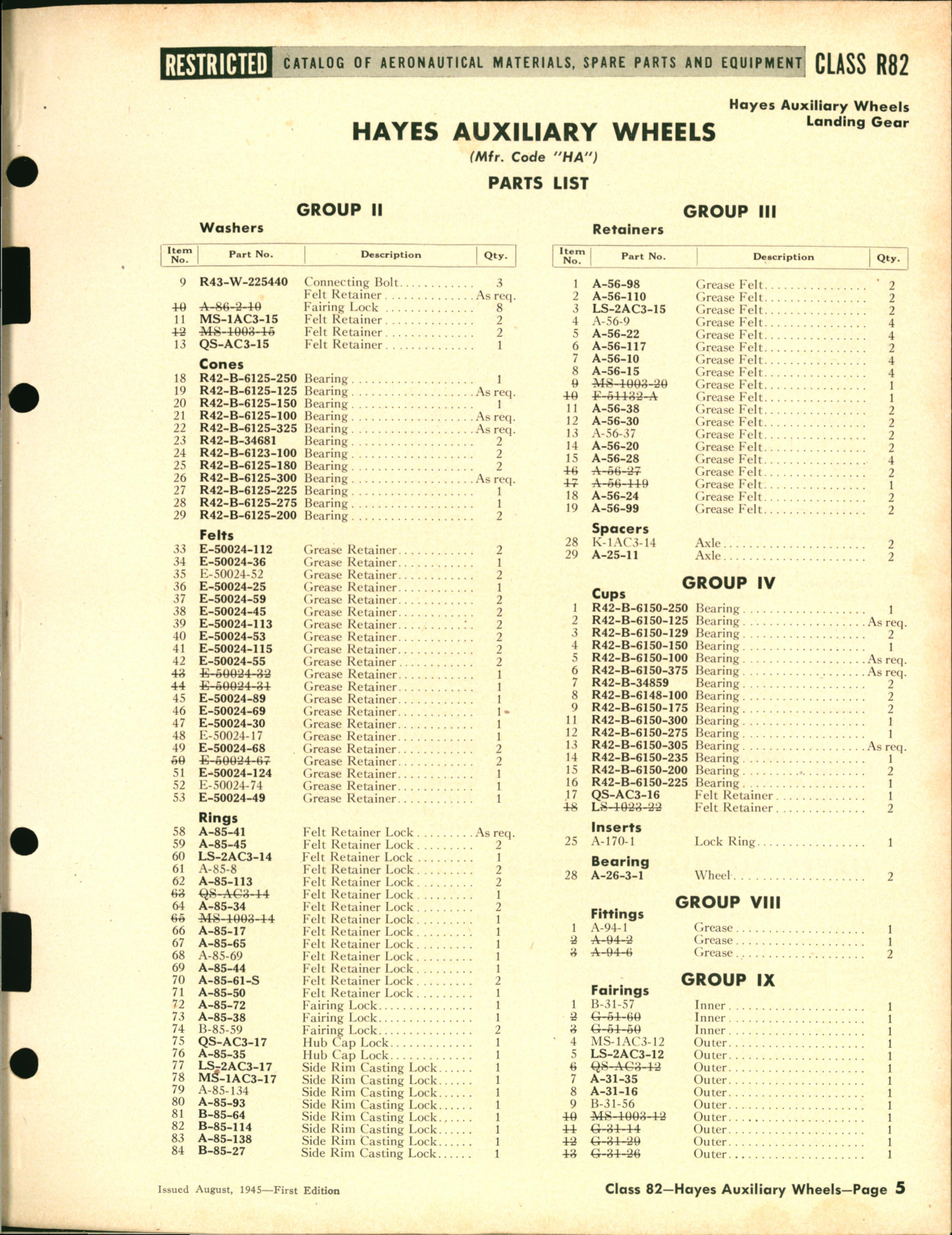 Sample page 5 from AirCorps Library document: Hayes Auxiliary Wheels, Low Pressure, High Pressure, Smooth Contour, Streamline