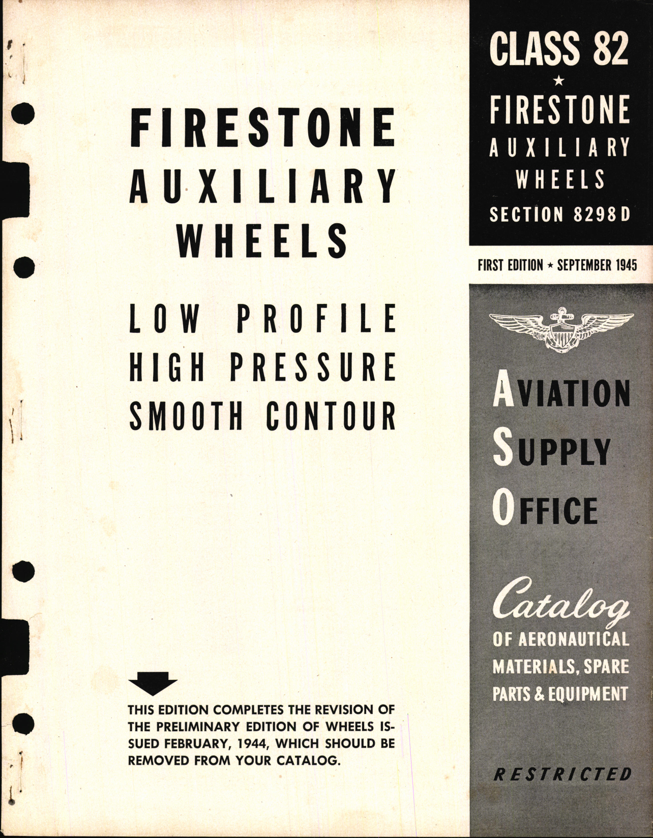 Sample page 1 from AirCorps Library document: Firestone Auxiliary Wheels, Low Profile, High Pressure, Smooth Contour