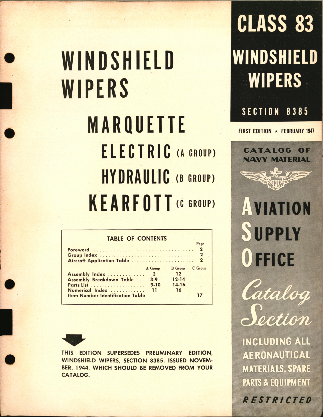 Sample page 1 from AirCorps Library document: Windshield Wipers 