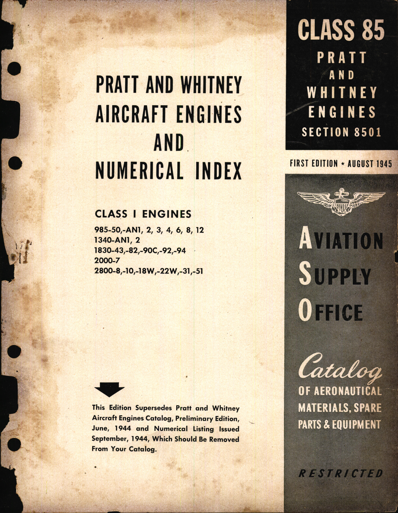 Sample page 1 from AirCorps Library document: Pratt and Whitney Aircraft Engines and Numerical Index