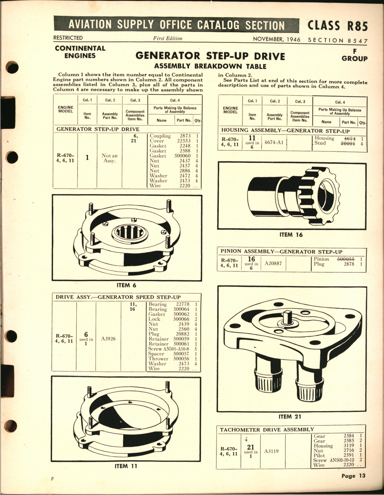 Sample page 13 from AirCorps Library document: Pratt and Whitney Aircraft Engines and Numerical Index