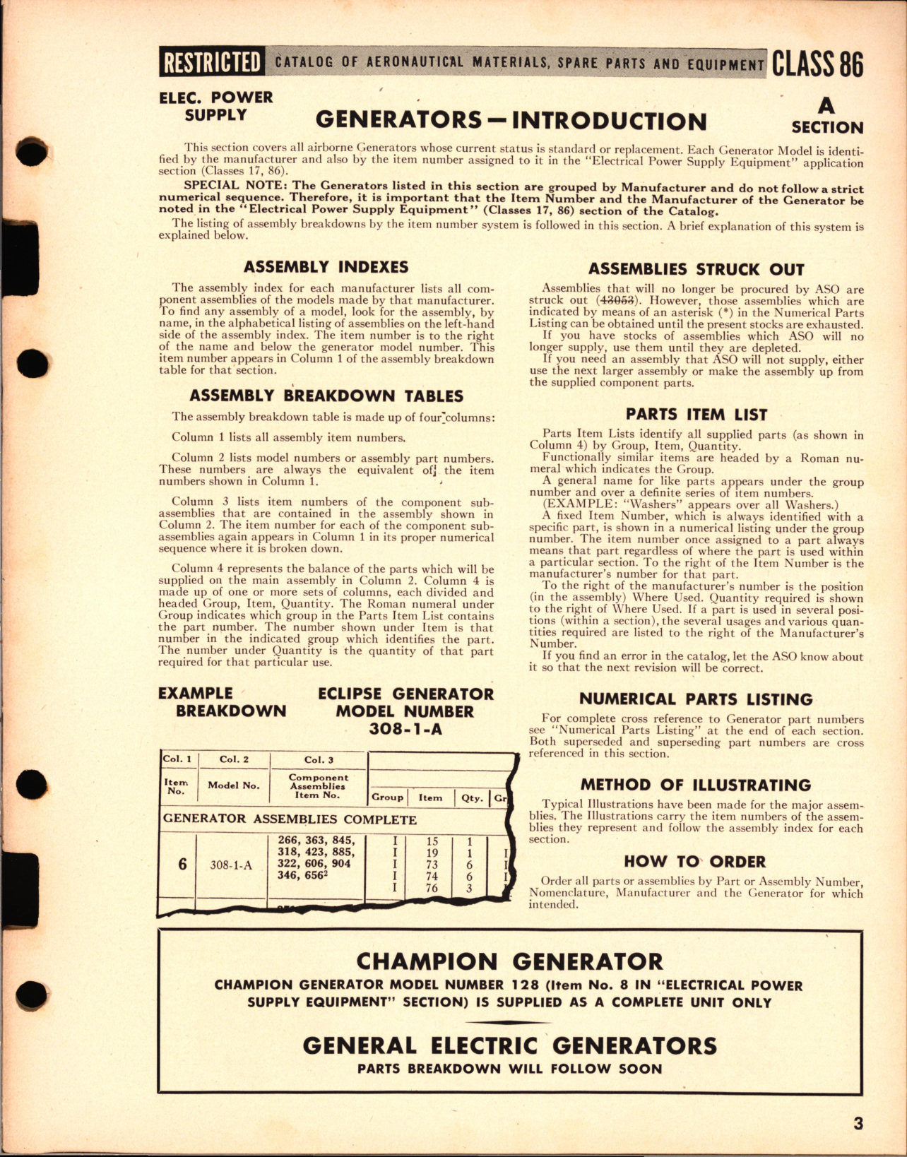 Sample page 3 from AirCorps Library document: Electrical Power Supply Equipment Section A Generators