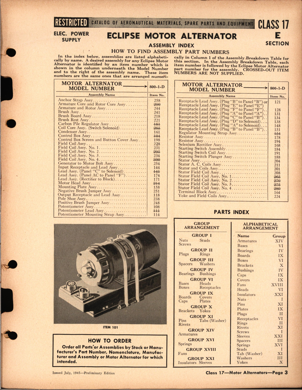 Sample page 3 from AirCorps Library document: Electrical Power Supply Equipment Section E Assemblies and Parts for Alternators