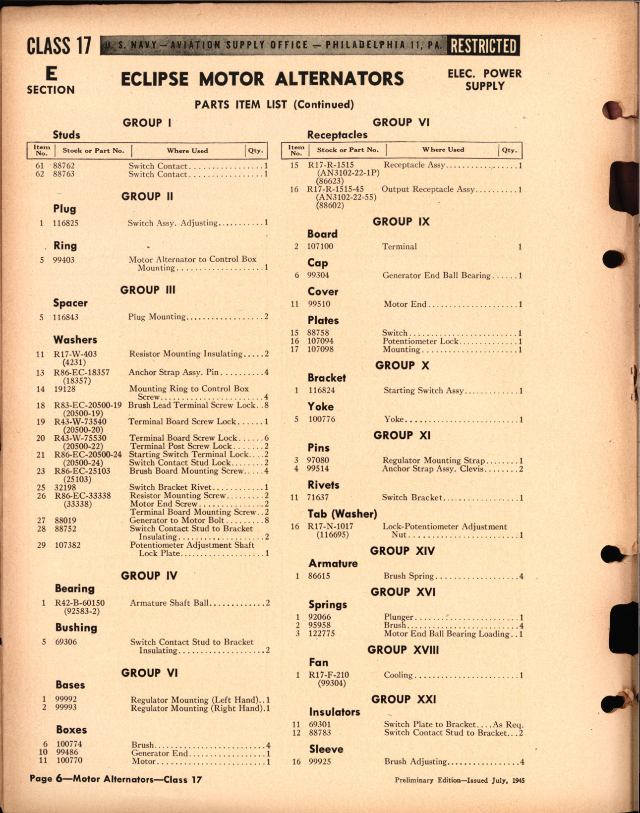 Sample page 6 from AirCorps Library document: Electrical Power Supply Equipment Section E Assemblies and Parts for Alternators