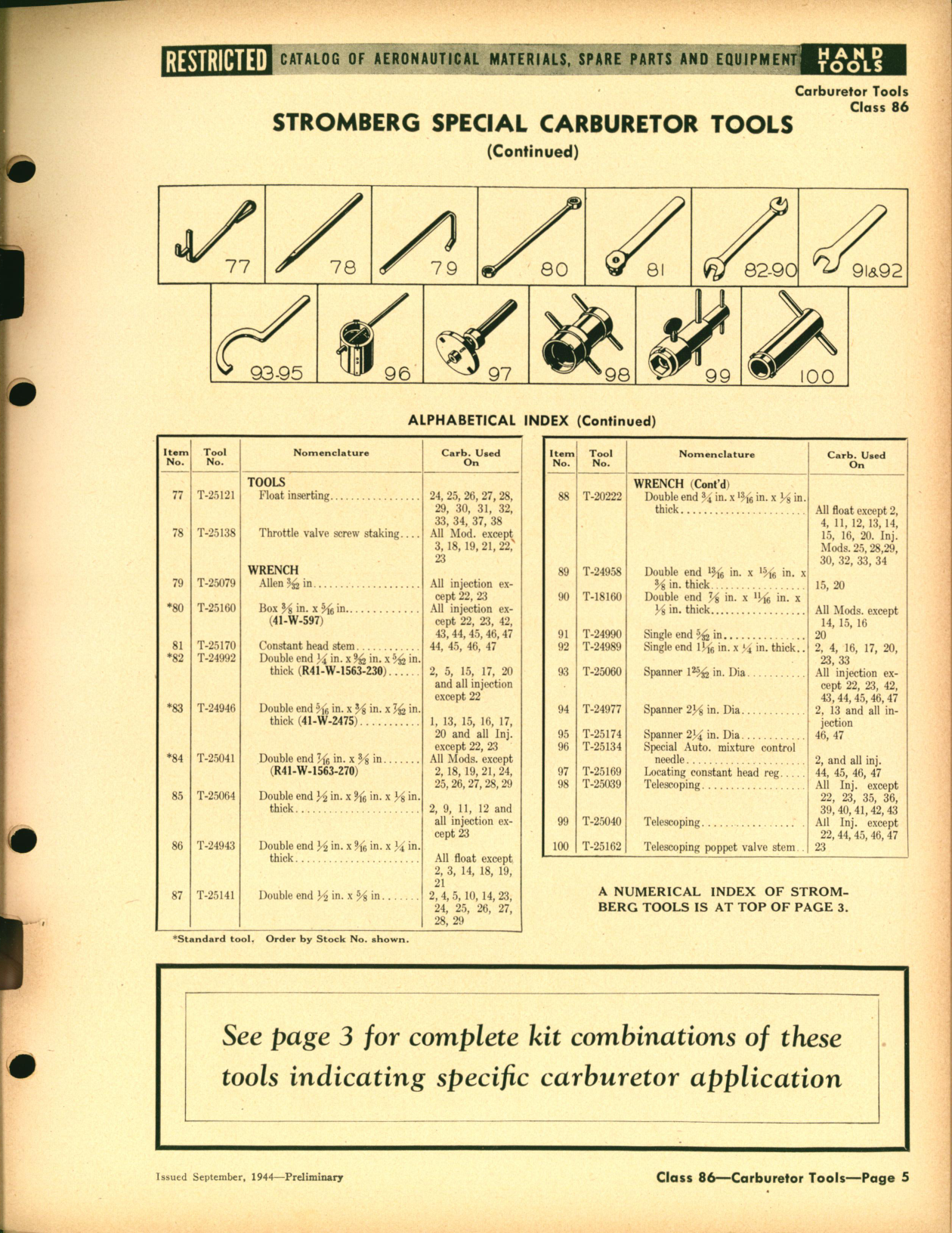 Sample page 5 from AirCorps Library document: Carburetor and Spark Plug Tools
