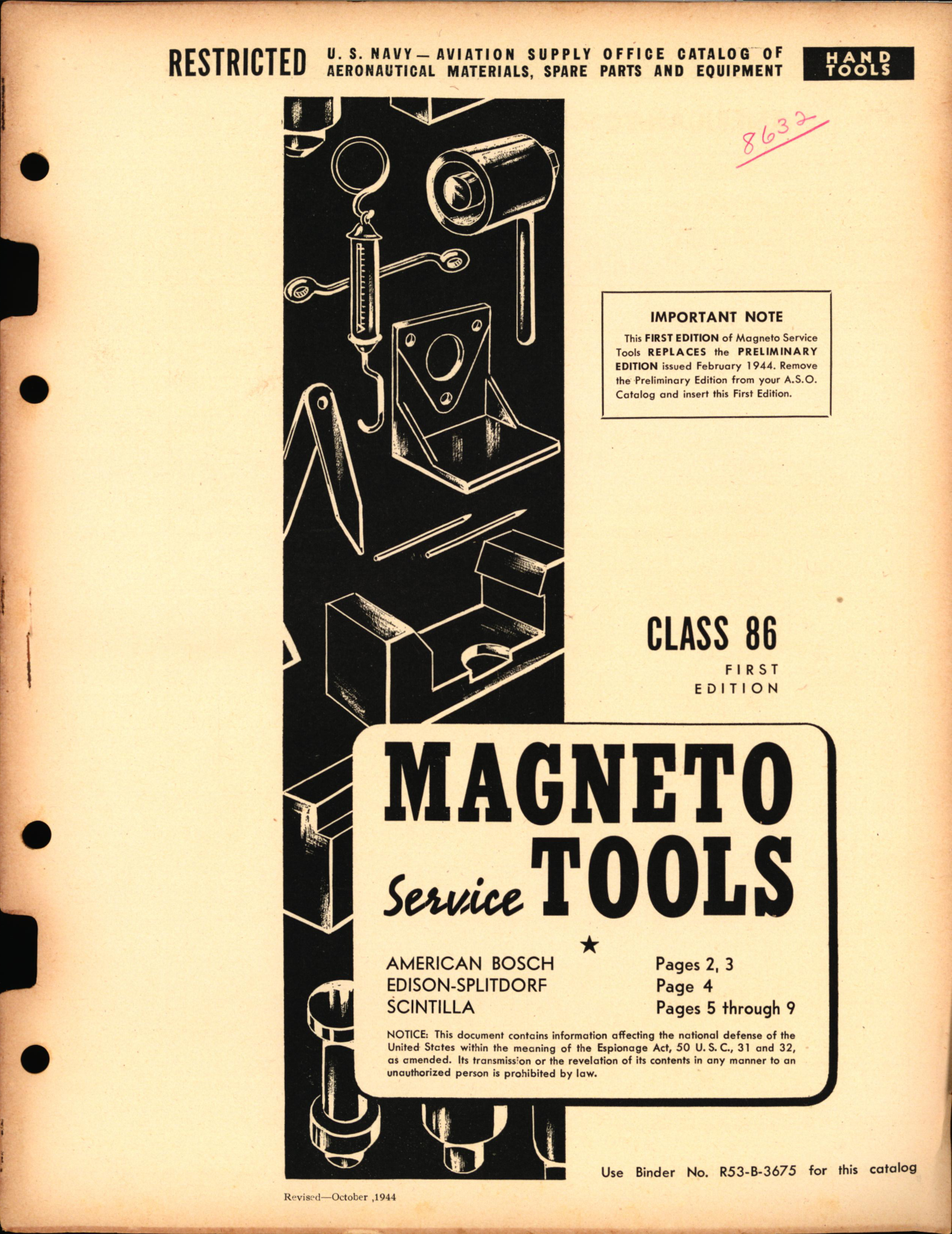Sample page 1 from AirCorps Library document: Magneto Service Tools