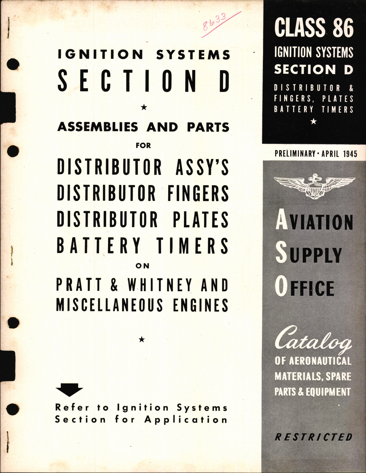 Sample page 1 from AirCorps Library document: Ignition systems Section D Assemblies and Parts for Pratt and Whitney and Miscellaneous Engines