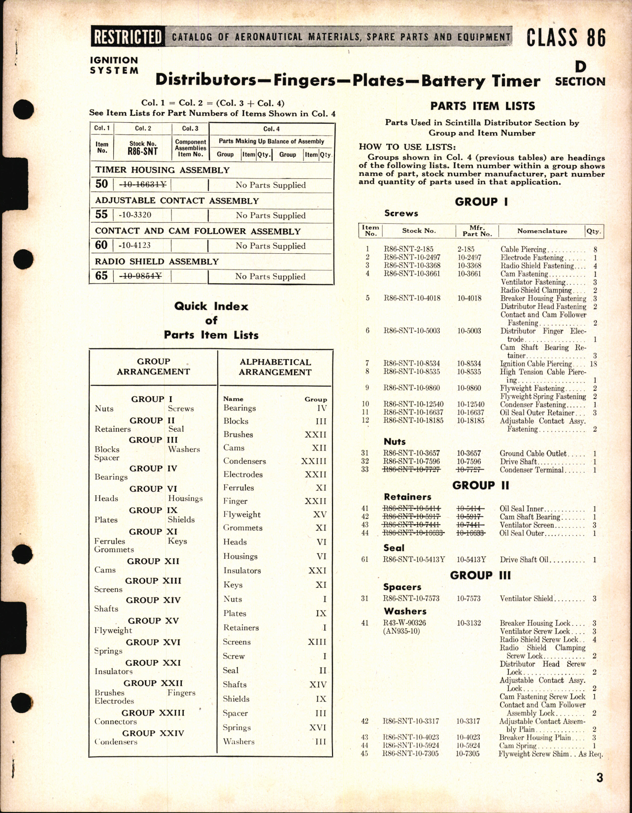 Sample page 3 from AirCorps Library document: Ignition systems Section D Assemblies and Parts for Pratt and Whitney and Miscellaneous Engines