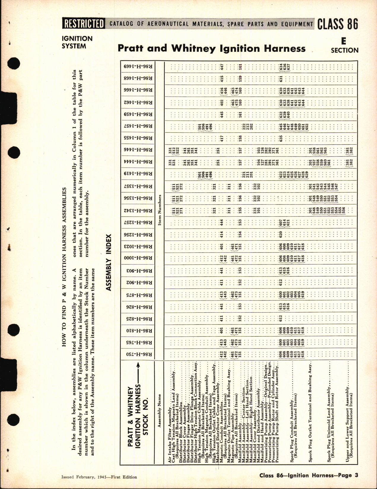 Sample page 3 from AirCorps Library document: Ignition System Harness Assemblies and Parts