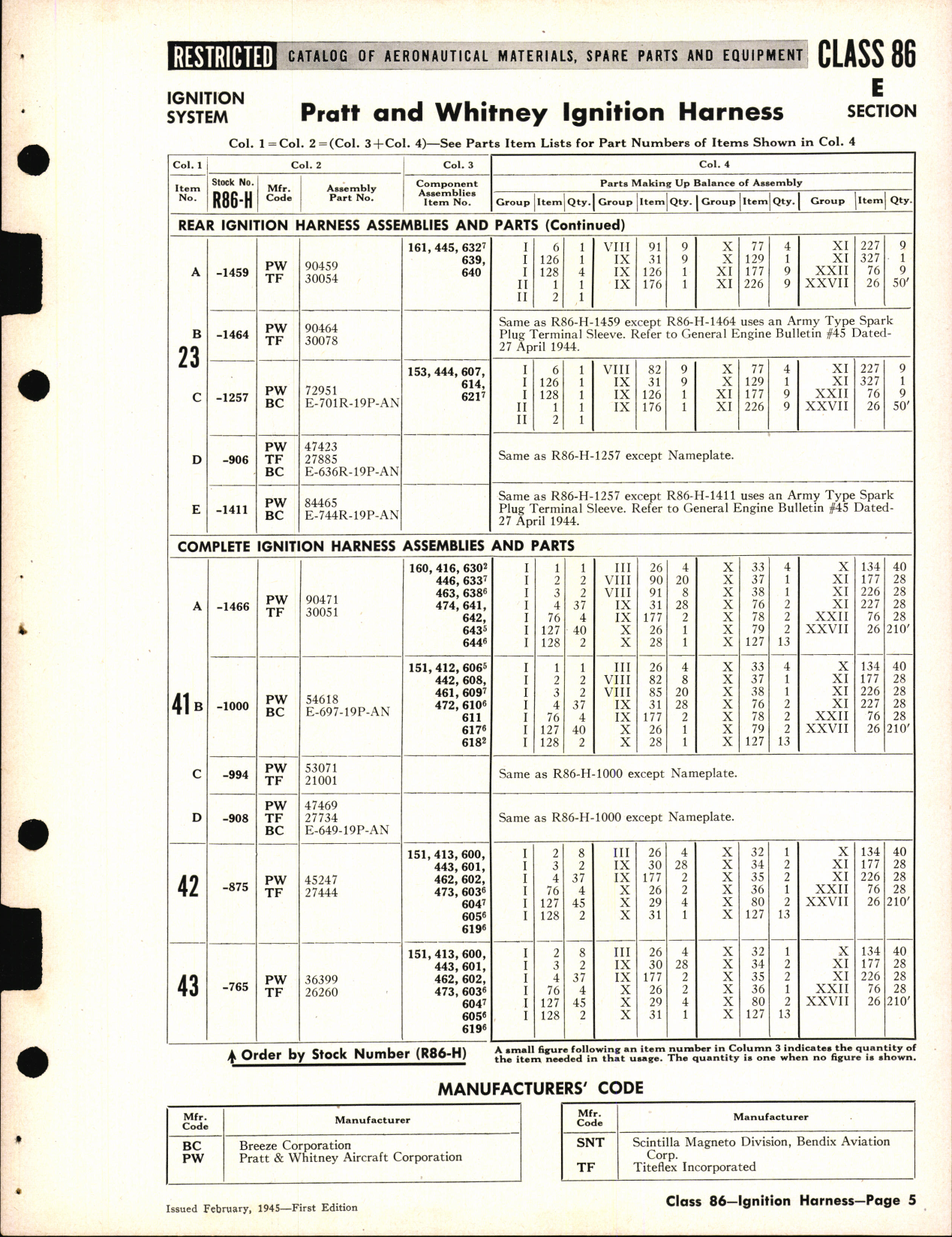 Sample page 5 from AirCorps Library document: Ignition System Harness Assemblies and Parts
