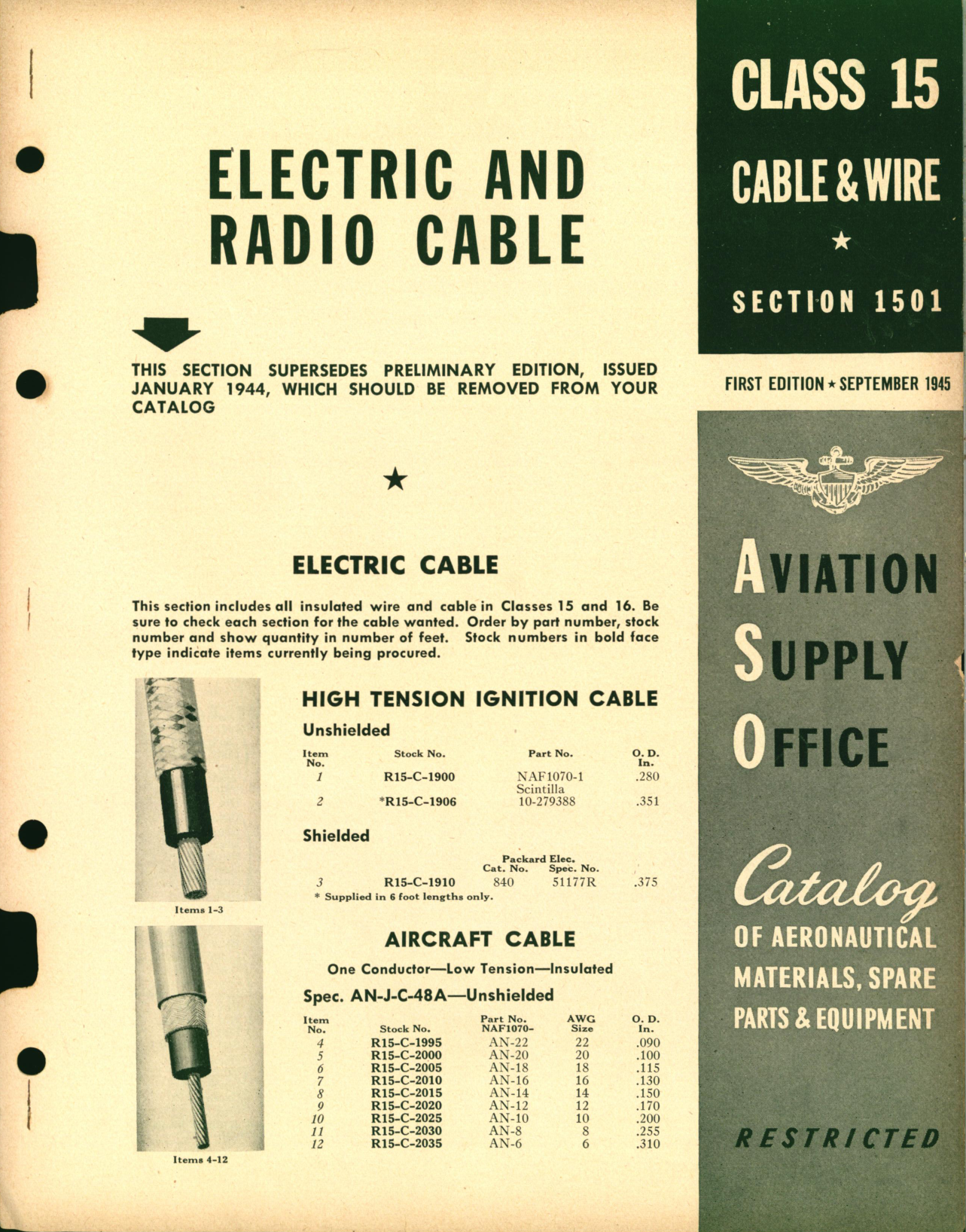 Sample page 1 from AirCorps Library document: Electric Radio Cable 