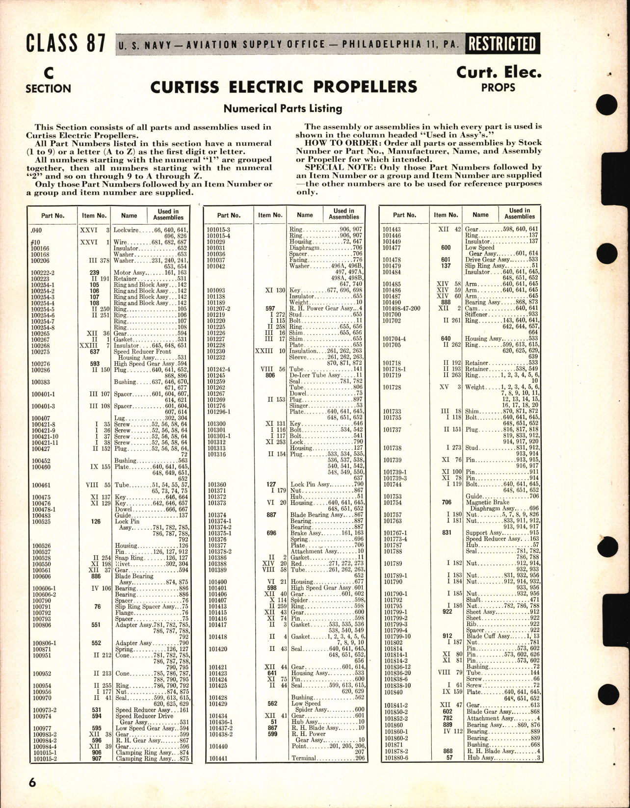 Sample page  6 from AirCorps Library document: Hamilton and Curtiss Propeller Hub and Blade Numerical Listings