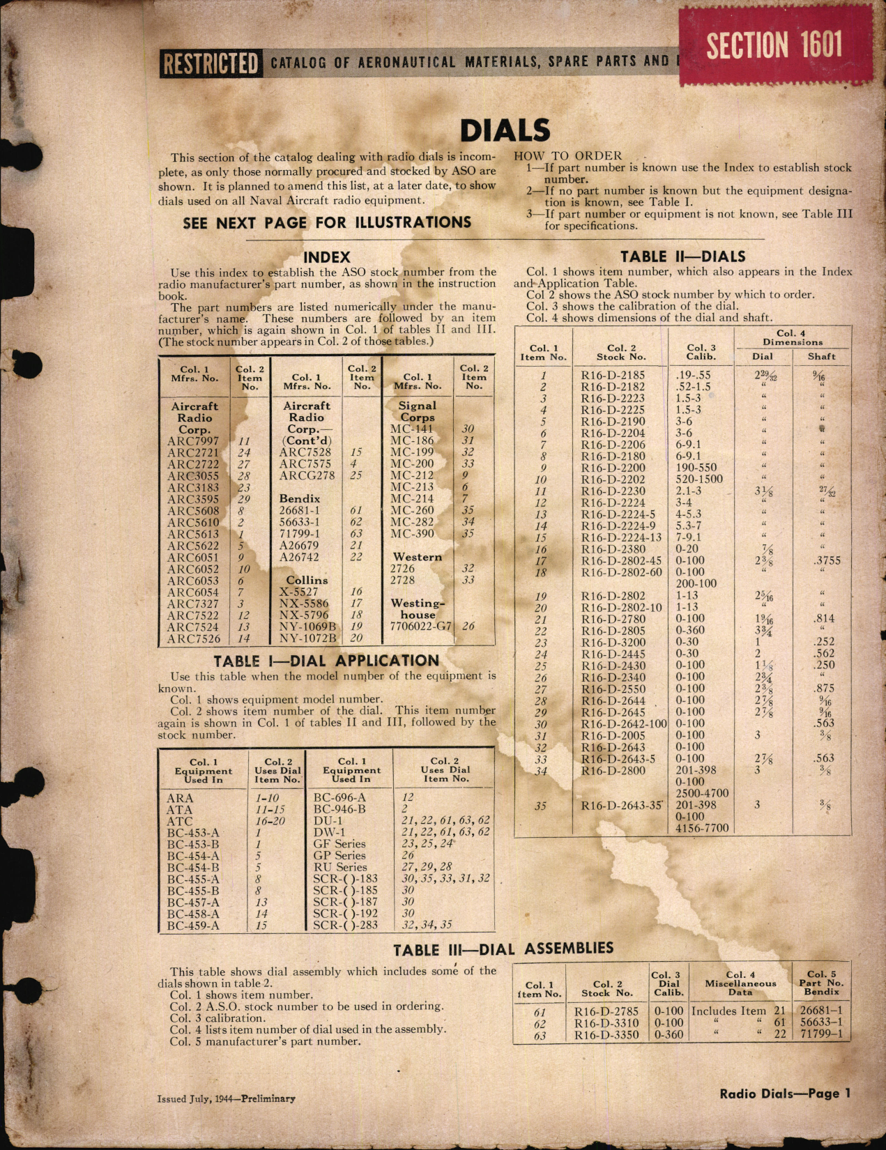 Sample page 1 from AirCorps Library document: Dials