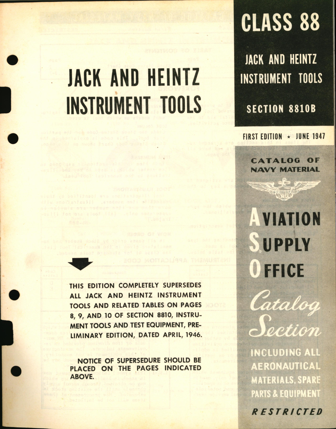 Sample page 1 from AirCorps Library document: Jack and Heintz Instrument Tools