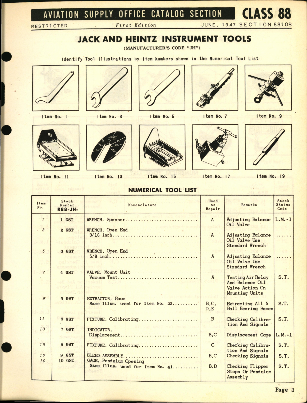Sample page 3 from AirCorps Library document: Jack and Heintz Instrument Tools