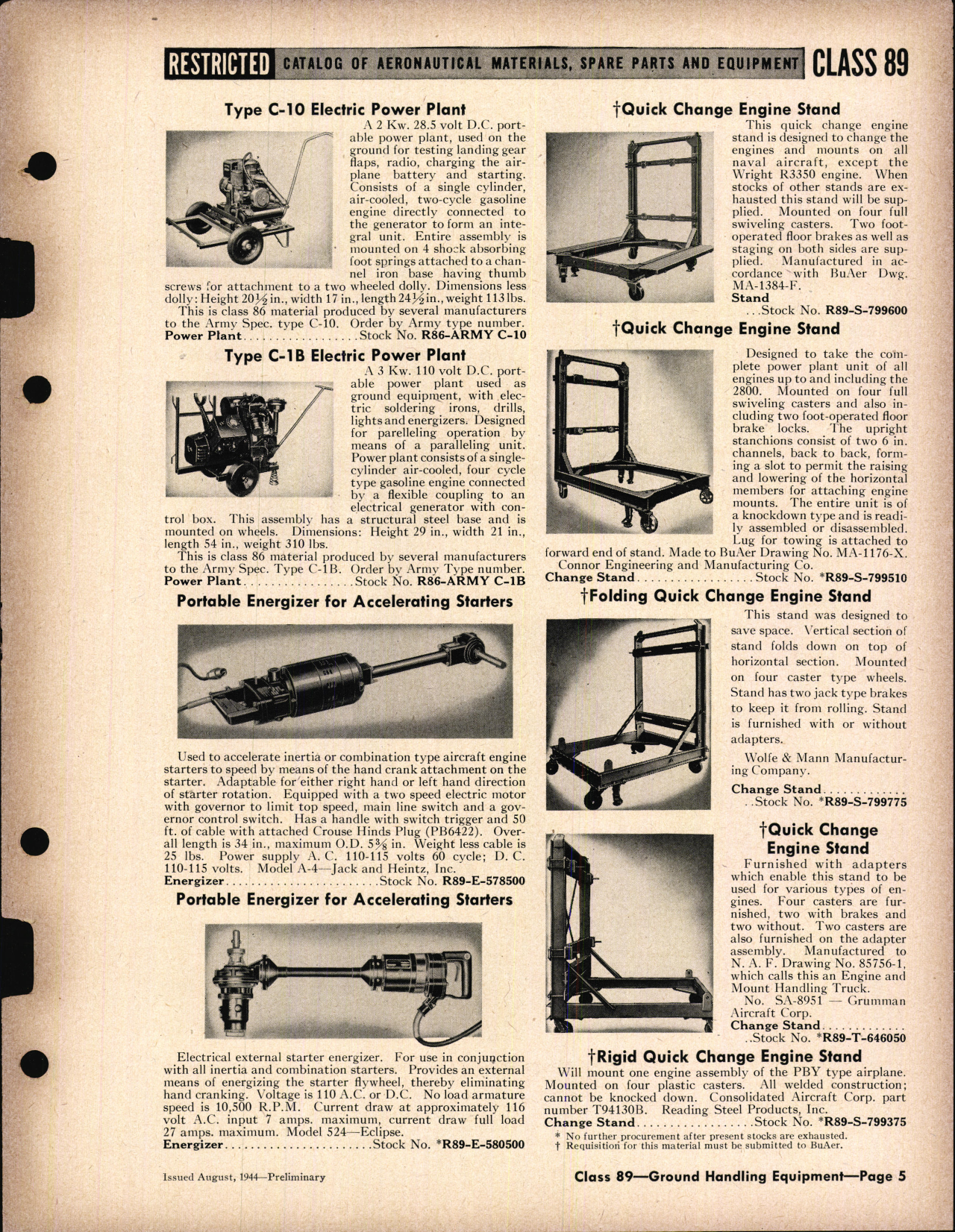 Sample page 5 from AirCorps Library document: Miscellaneous ground Handling Equipment