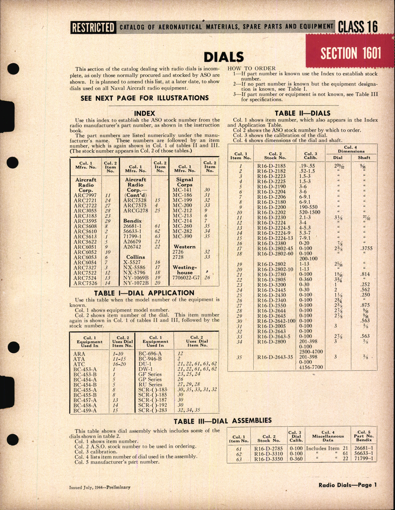 Sample page 1 from AirCorps Library document: Dials