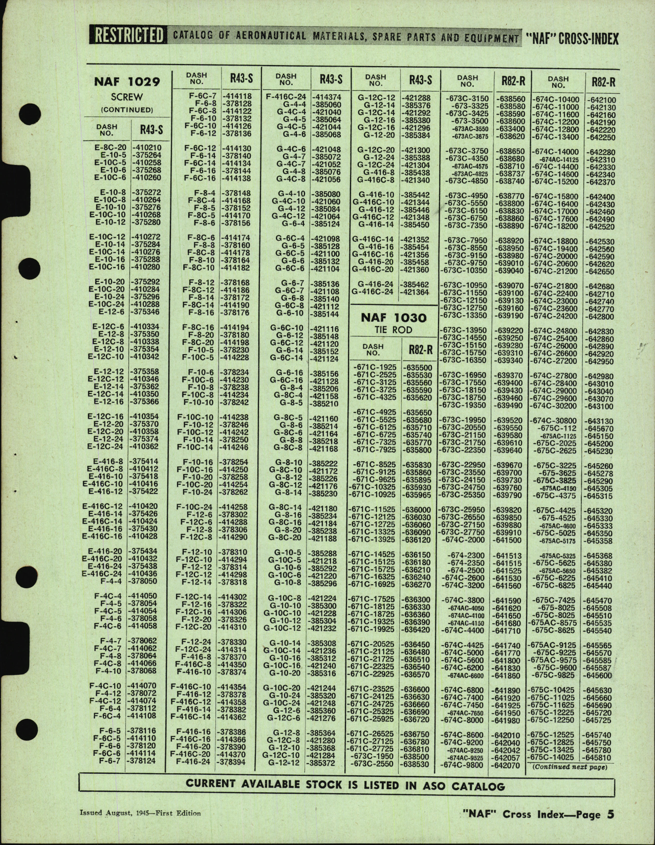 Sample page 5 from AirCorps Library document: Naval Aircraft Factory Cross Index to Navy Stock Numbers