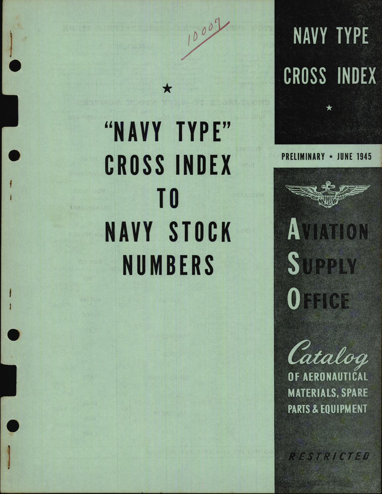 Sample page 1 from AirCorps Library document: Navy Type Cross Index to Navy Stock numbers