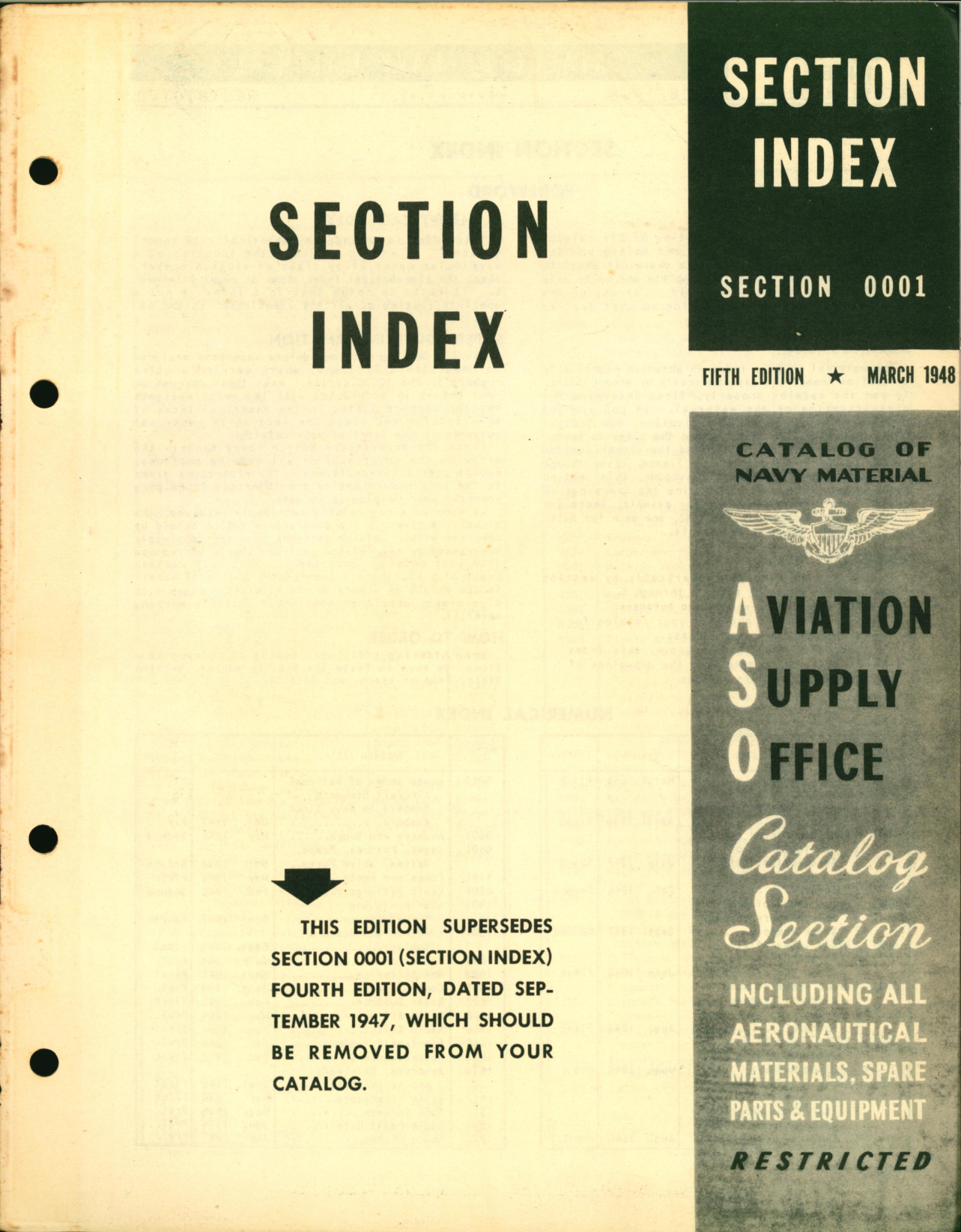 Sample page 1 from AirCorps Library document: Section Index 