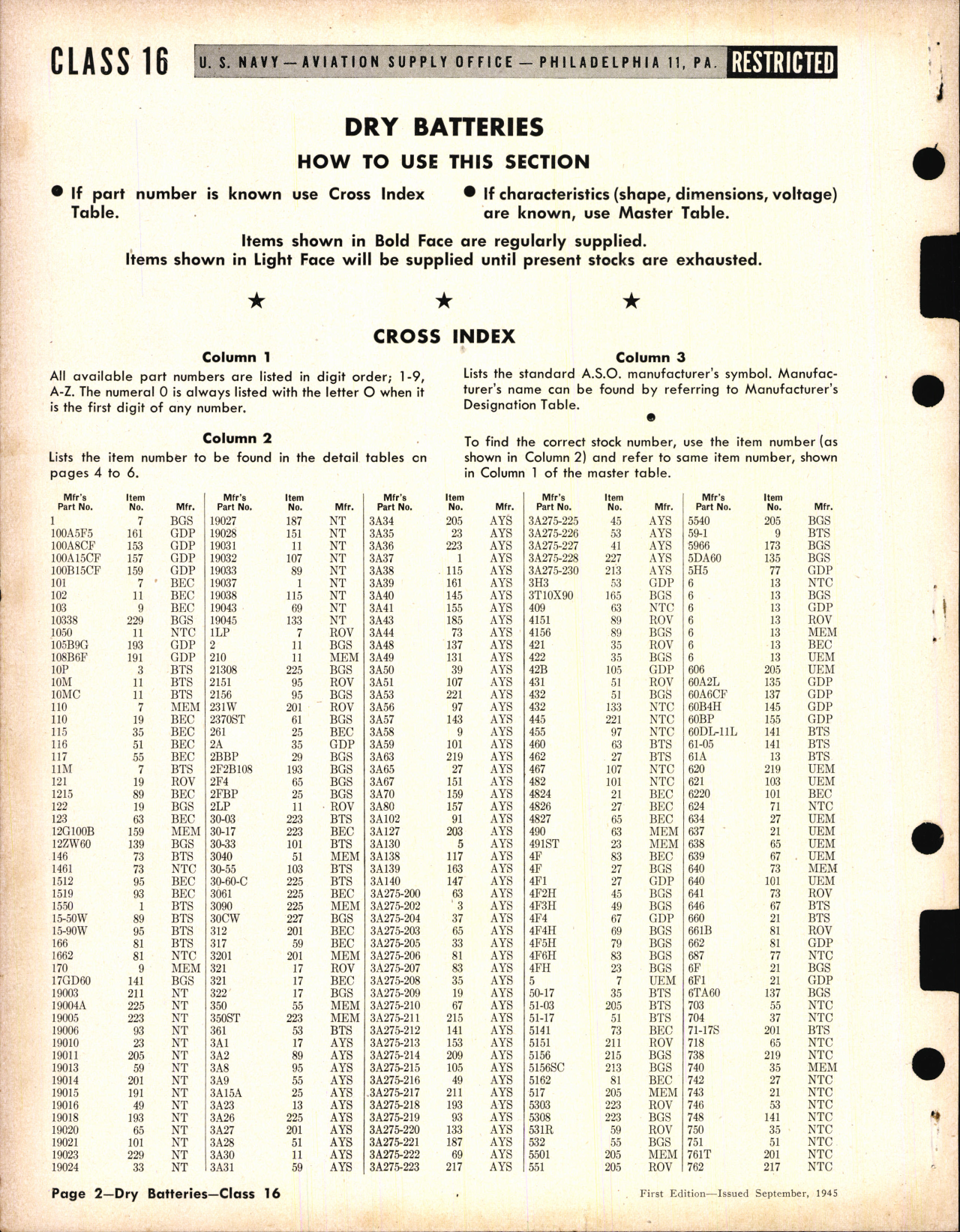 Sample page 2 from AirCorps Library document: Dry Batteries