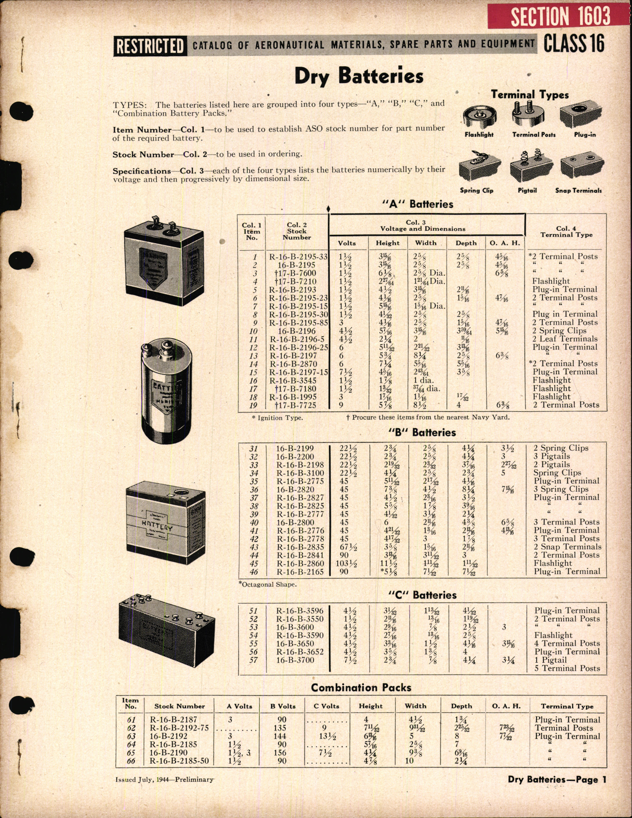 Sample page 1 from AirCorps Library document: Dry Batteries
